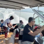 Cruise passengers enjoying a private speedboat transfer to Elephanta Caves from Mumbai Harbour