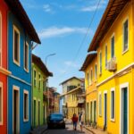 Colorful Portuguese houses in Fontainhas Latin Quarter, Panaji Goa
